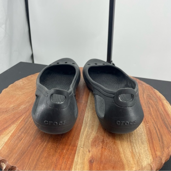 Crocs Womens Kadee Rubber Ballet Flats Black Slingback Slip on resistant Shoes 8 - Picture 4 of 6